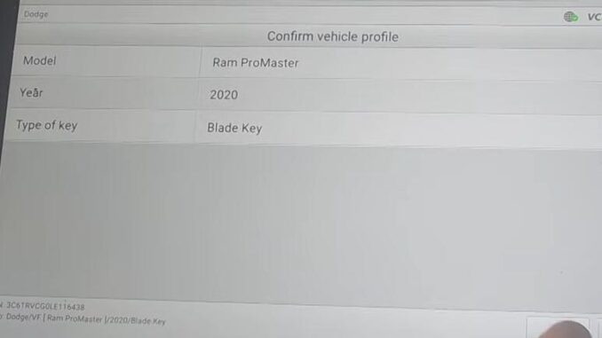 OTOFIX IM2 Program Dodge Ram Promaster 2020 Key 1
